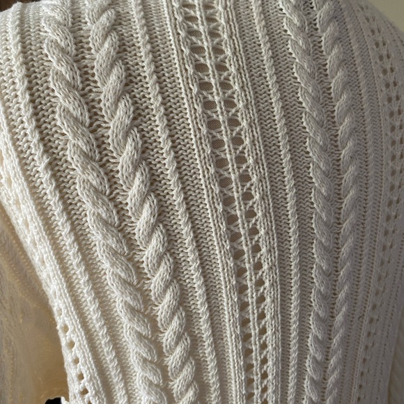 Lauren Ralph Lauren v-neck cable knit L/S cream, peach large, 100% cotton - Picture 6 of 9